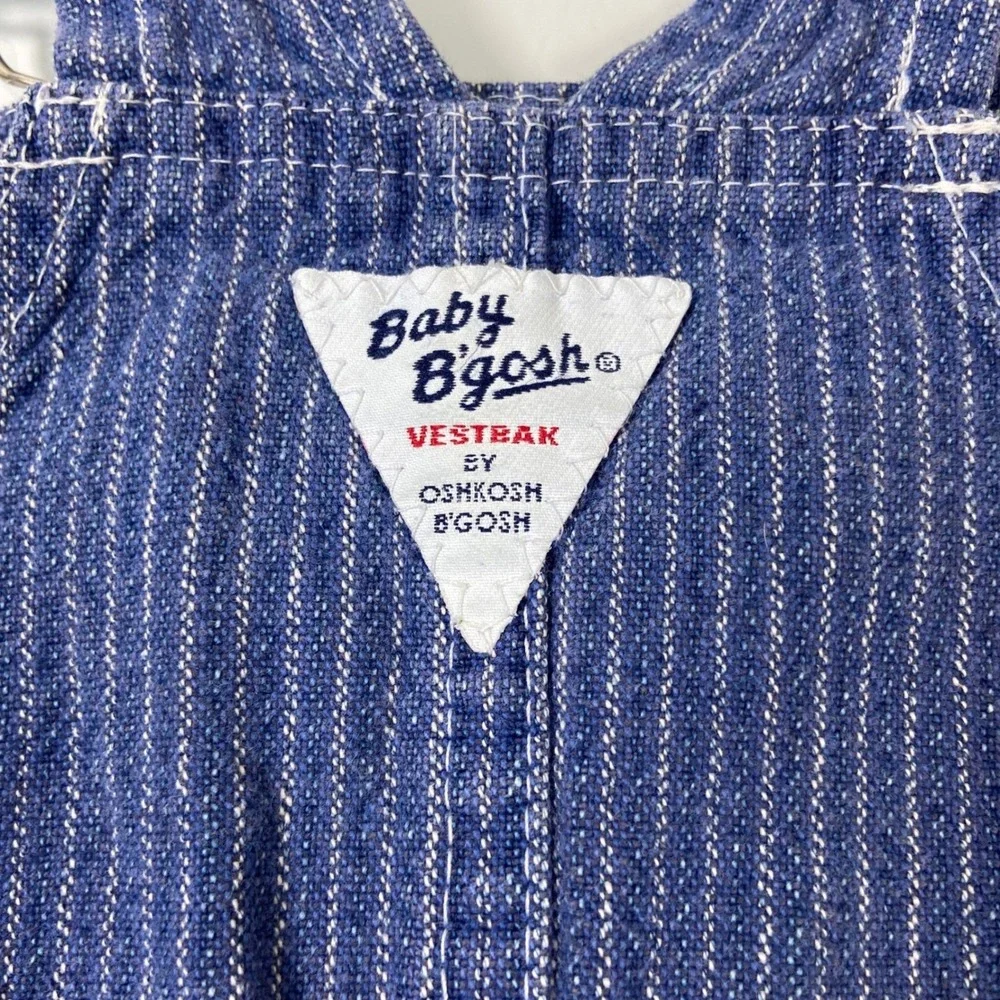 Baby OshKosh B'gosh Boys 24M Blue Pinstripe Railroad Denim‎ Overalls Vintage